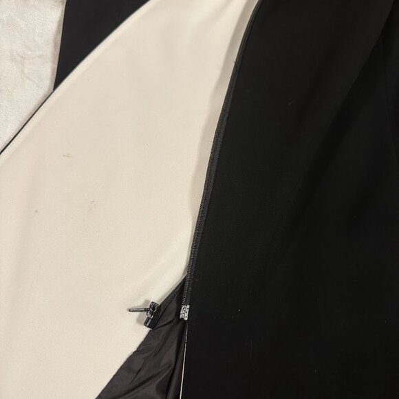 Calvin Klein Sleeveless Wrap Office Dress | Black & White Gold Accent | Size 12 - Picture 16 of 16